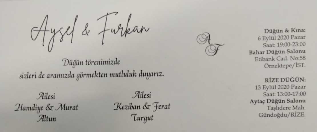 Düğün - Aysel ALTUN & Furkan TURGUT (06.09.2020)