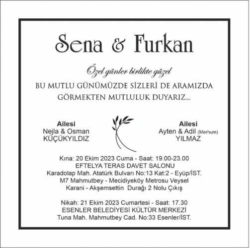 Nikah - Sena KÜÇÜKYILDIZ & Furkan YILMAZ (21.10.2023)