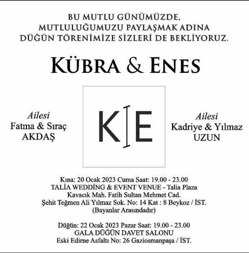 Düğün - Kübra AKDAŞ & Enes UZUN (22.01.2023)