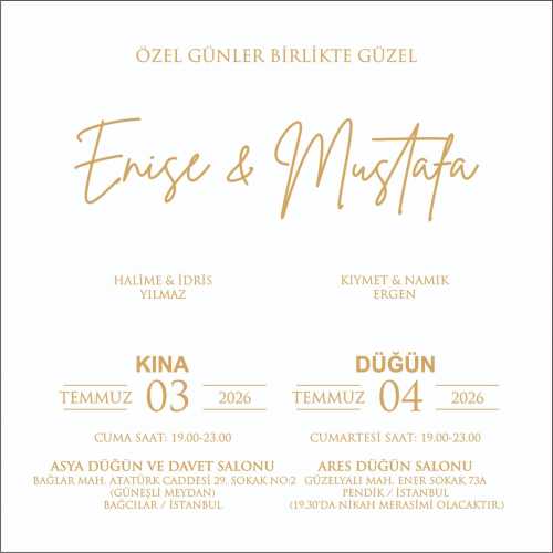 Düğün - Enise YILMAZ & Mustafa ERGEN (04.07.2026)